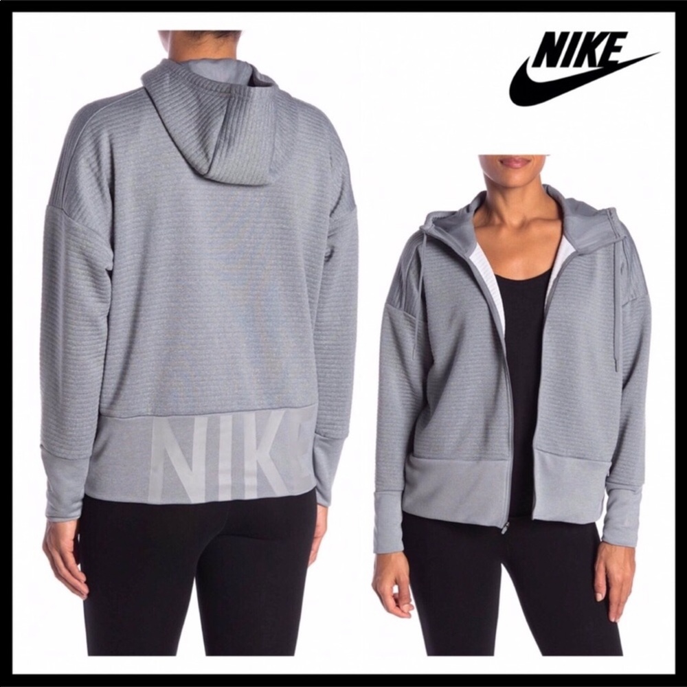 NIKE GREY HOODIE ZIP UP FRONT HOODED JACKET A2C - Picture 8 of 8